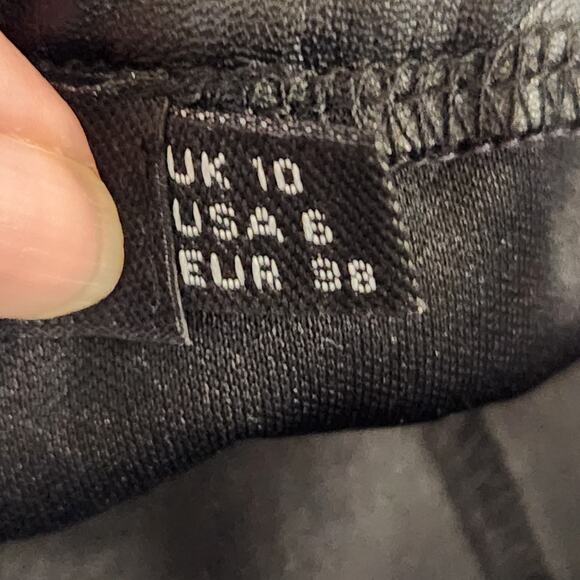 NWT PrettyLittleThing Black Faux Leather Split Leg Flared Goth Punk Pant Women 6 - Picture 4 of 10